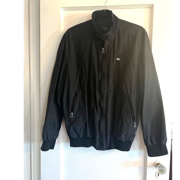 VNTG Men's Lacoste Cotton/Nylon Black Jacket Metal Logo, Size 48/3 (SM)